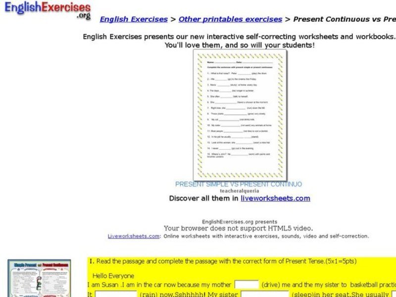 Present Continuous vs Present Simple Interactive