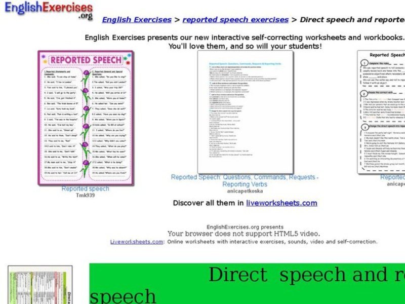 ESL: Direct and Reported Speech Interactive