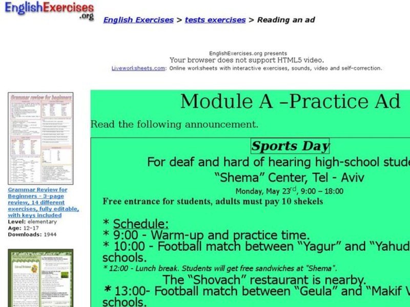 Practice Reading an Ad Interactive