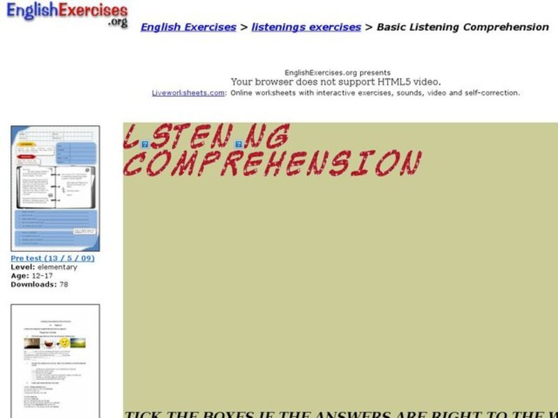 Basic Listening Comprehension Interactive
