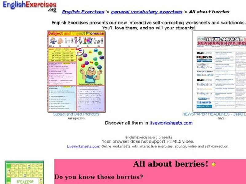 ESL Vocabulary-Berries Interactive
