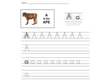 A is for Ape Worksheet