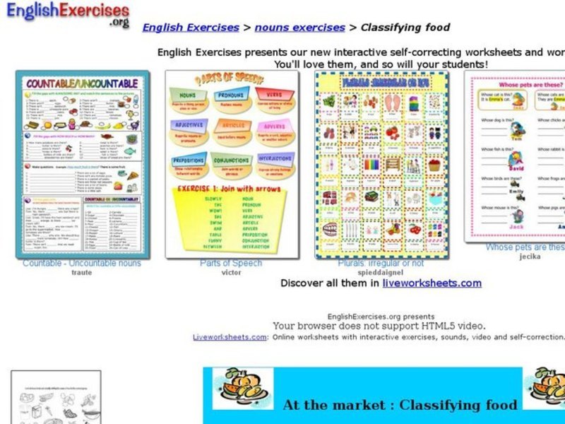 At The Market- Classifying Food Interactive