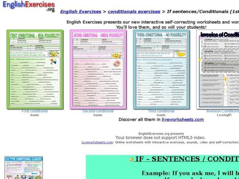 If Sentences/Conditionals Interactive