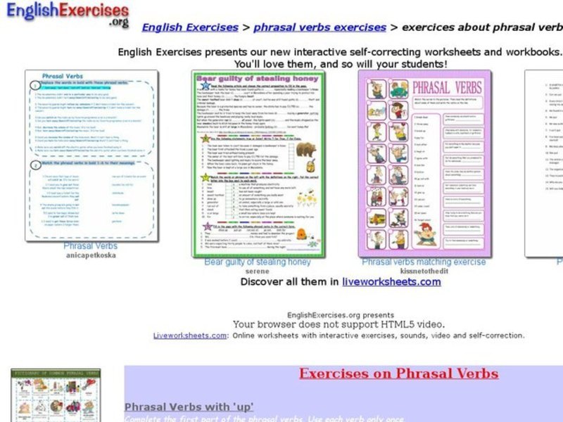Exercises on Phrasal Verbs Interactive