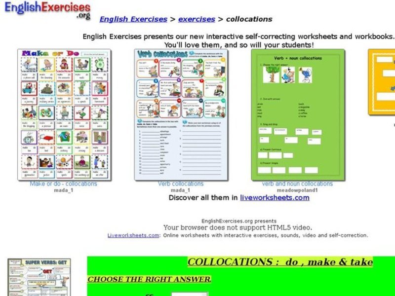 Collocations :  Do , Make & Take Interactive