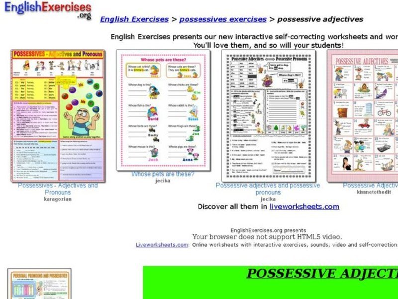 ESL-Possessive Adjectives Interactive