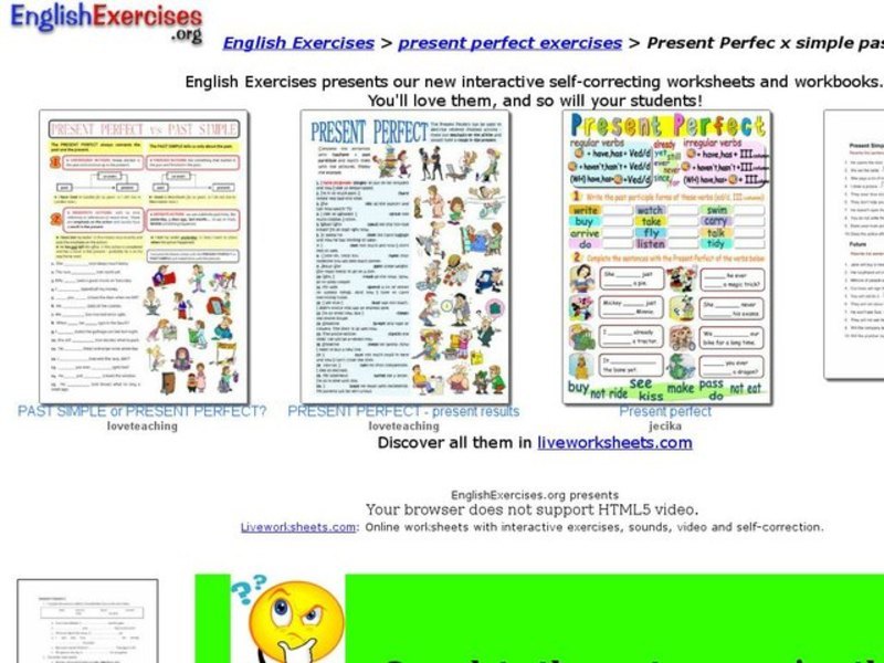 English Exercises: Present Perfect Tenses Interactive