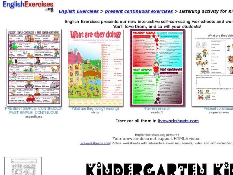 Present Continuous Exercises Interactive