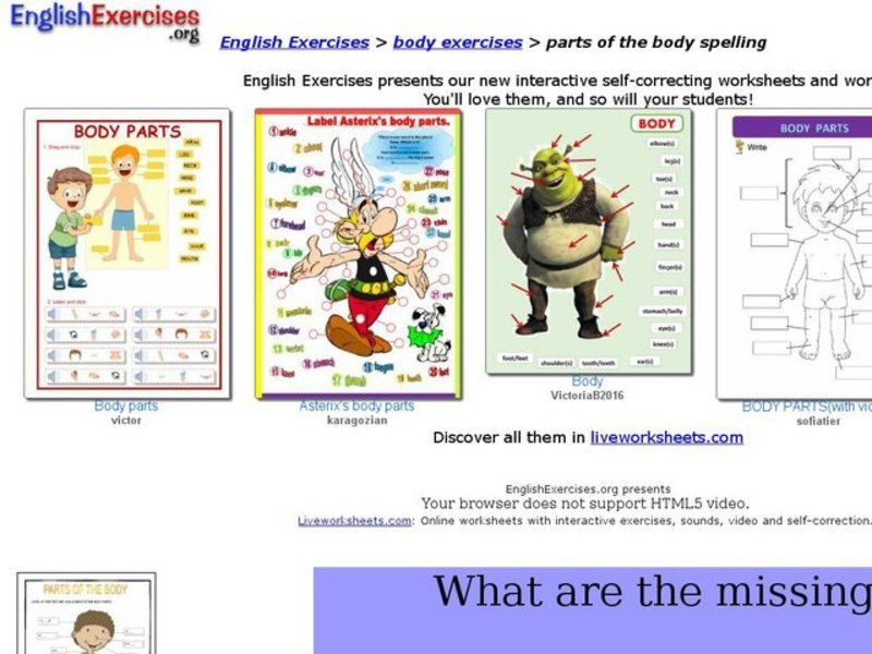 Parts of the Body Spelling Worksheet Interactive