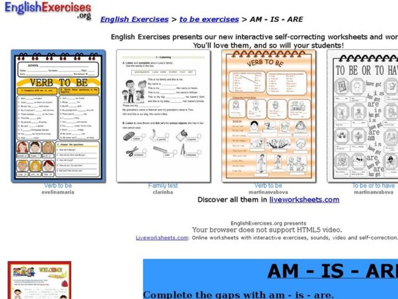 ESL: Am/Is/Are Interactive