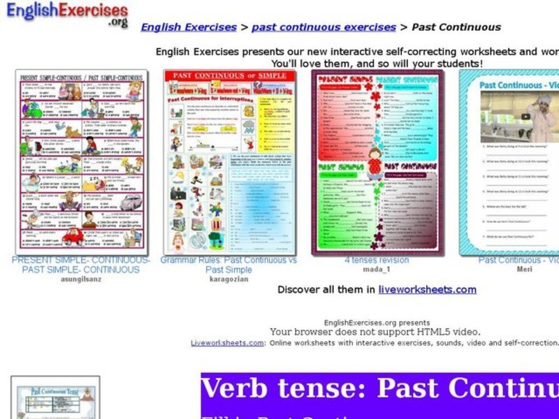 Verb Tense: Past Continuous Interactive