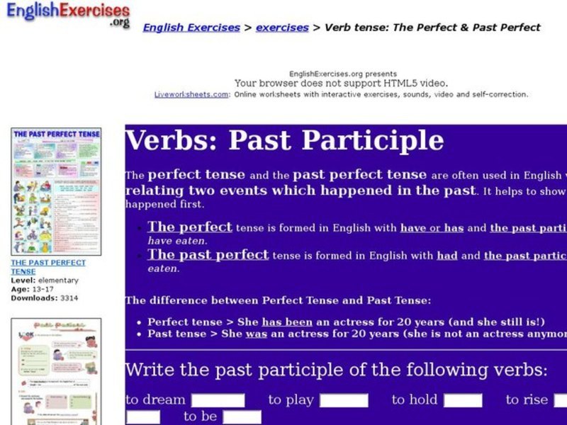 Verbs: Past Participle  Interactive