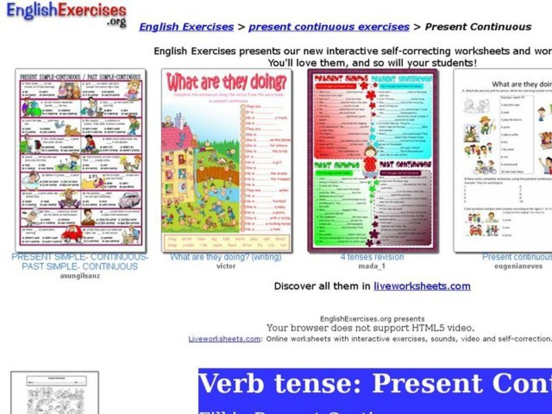 Verb tense: Present Continuous Interactive