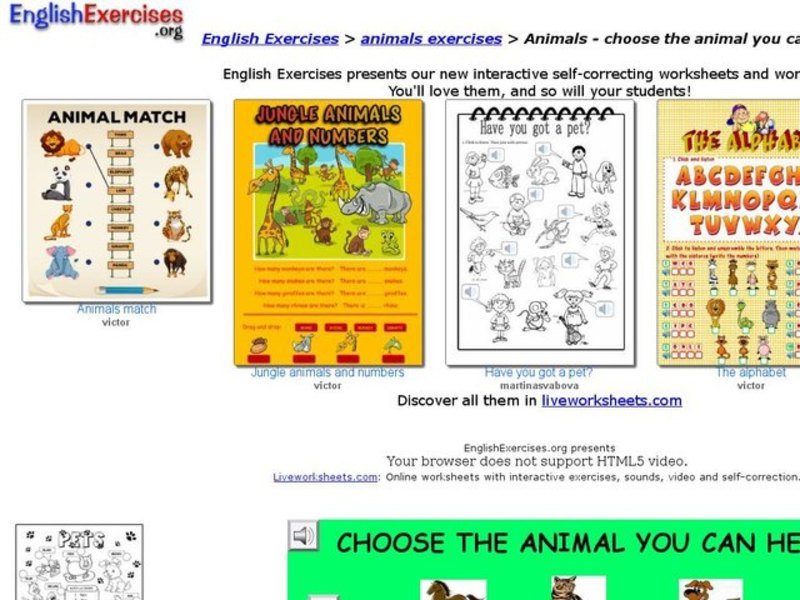 ESL: Animal Sounds and Names Interactive