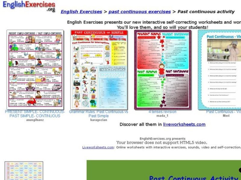 Past Continuous Activity Interactive