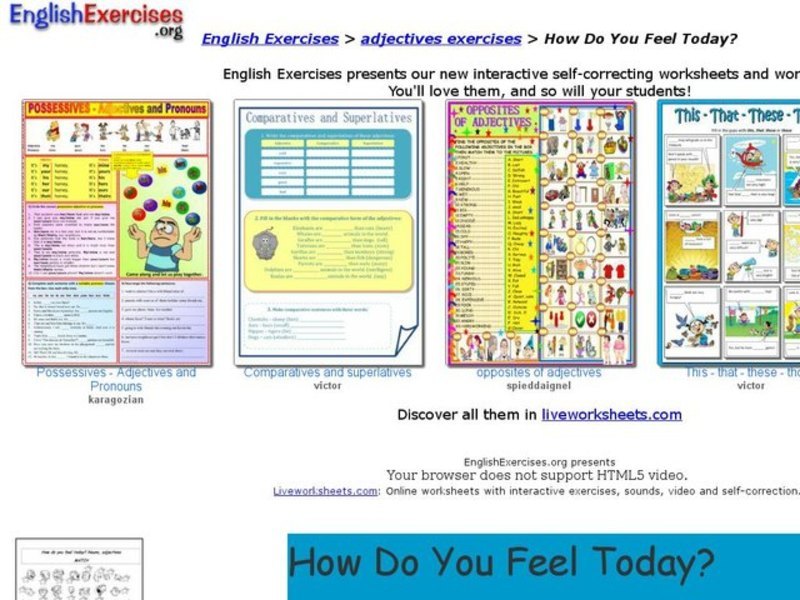 ESL: Adjectives- "How Do You Feel?" Interactive