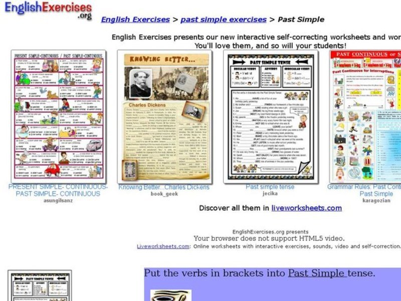 ESL: Verb Activity-Past Simple Tense Interactive