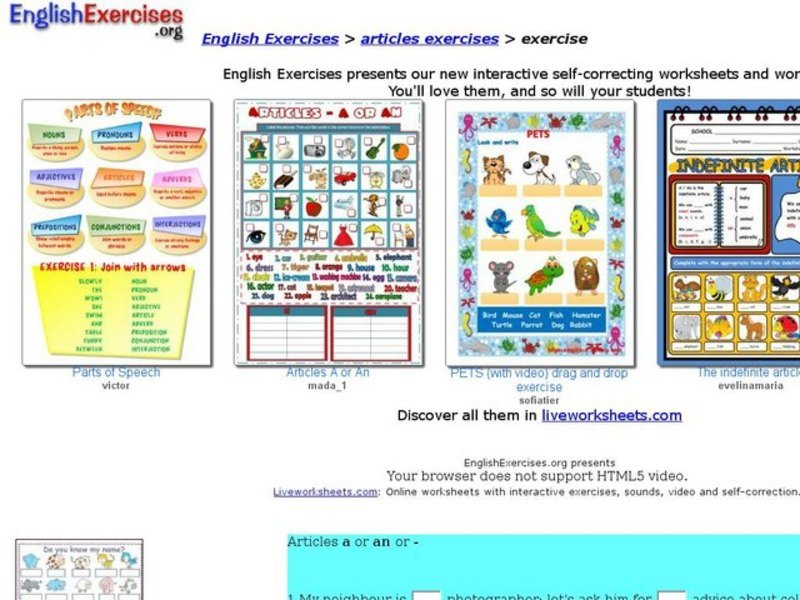 Using Articles A or AN Interactive