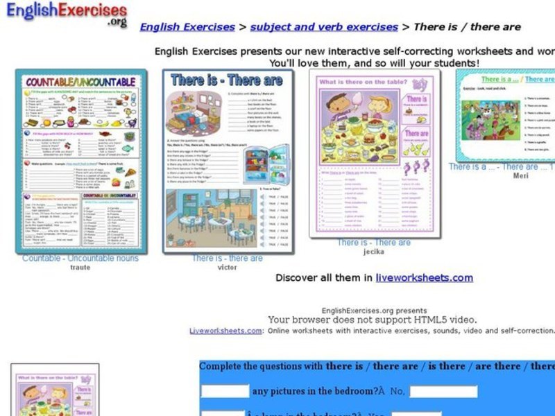 English Exercises: Subject/Verb Agreement Interactive