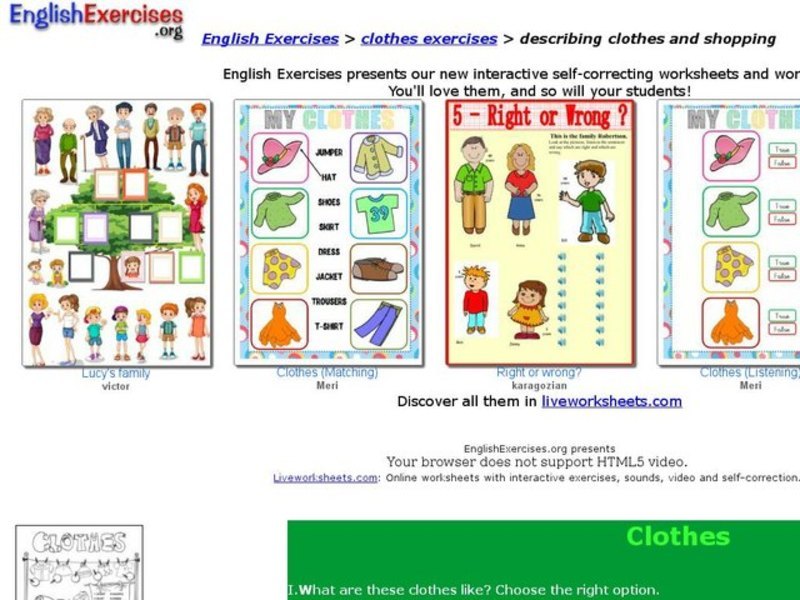 Describing Clothes and Shopping Interactive
