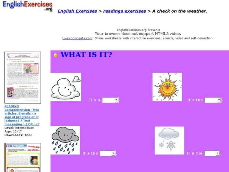 English Exercises: A Check on the Weather Interactive