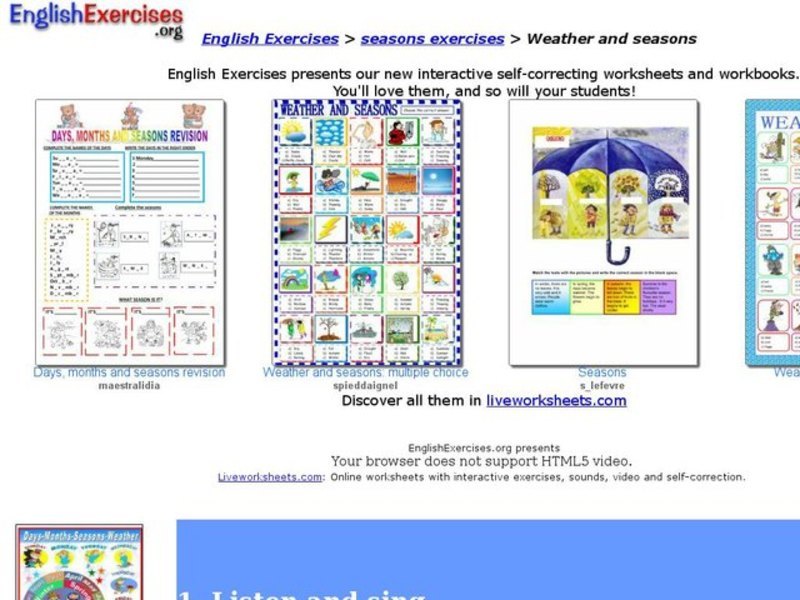 English Exercises: Weather and Seasons Interactive