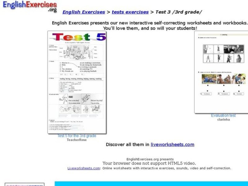 ESL: Grade 3 Test Interactive