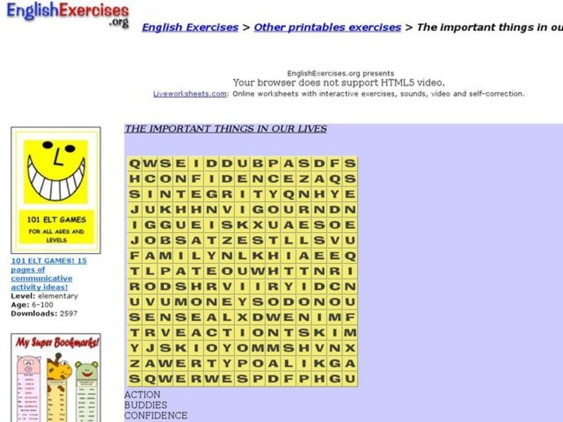 The Important Things In Our Lives Interactive