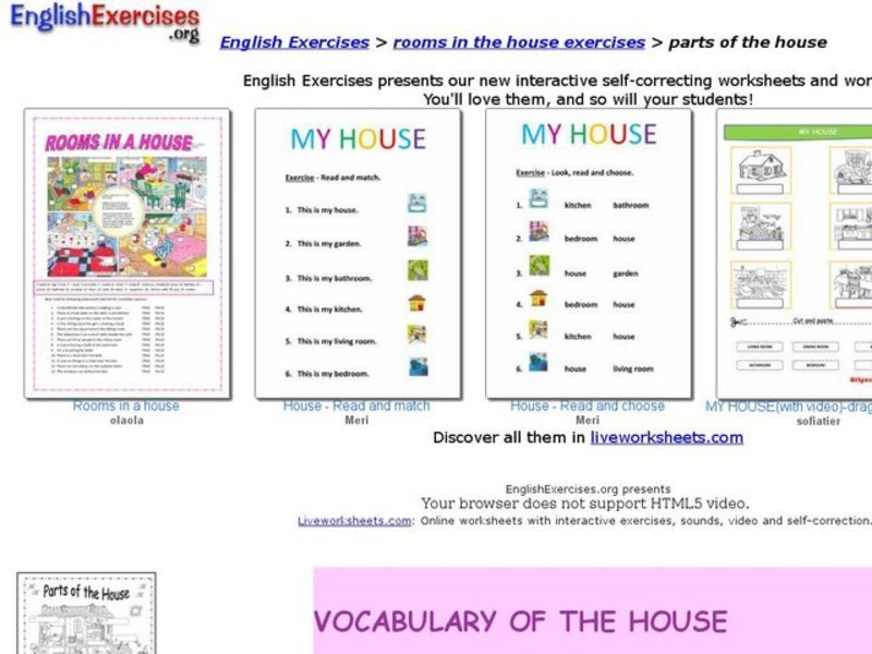 ESL Vocabulary: House Interactive