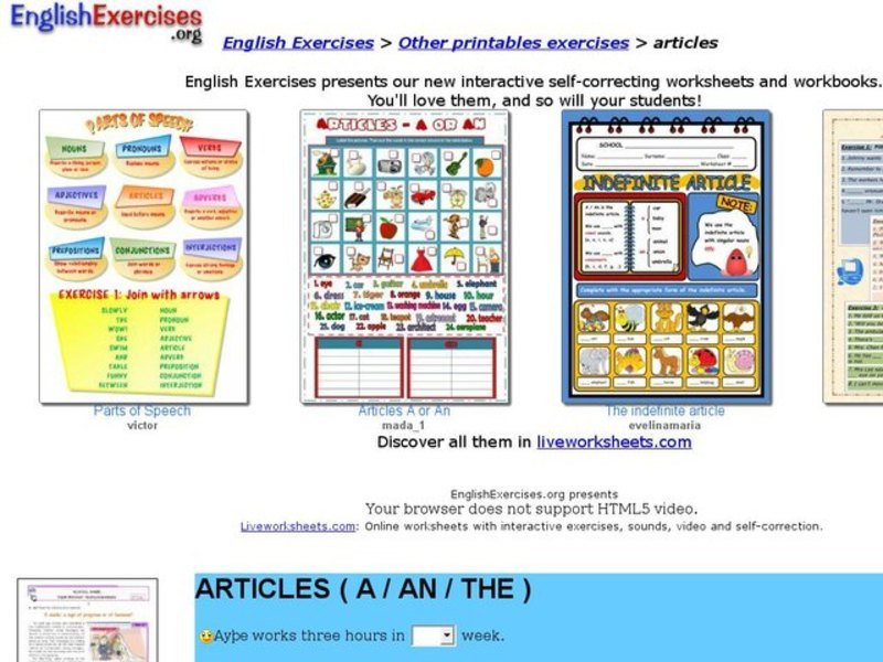ESL: Articles A, An, The Interactive