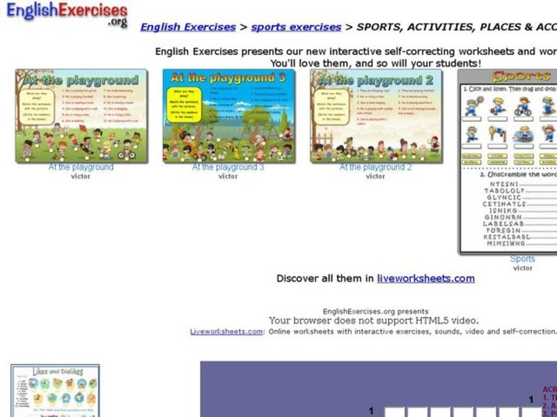 Sports, Activities, Places, & Accessories Interactive