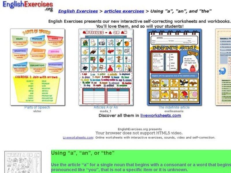 Using "a", "an", and "The" Interactive