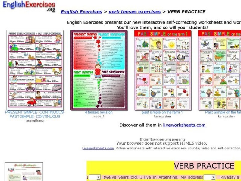 English Exercises: Verb Practice Interactive