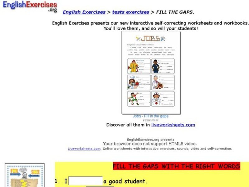 English Exercises: Tests Interactive