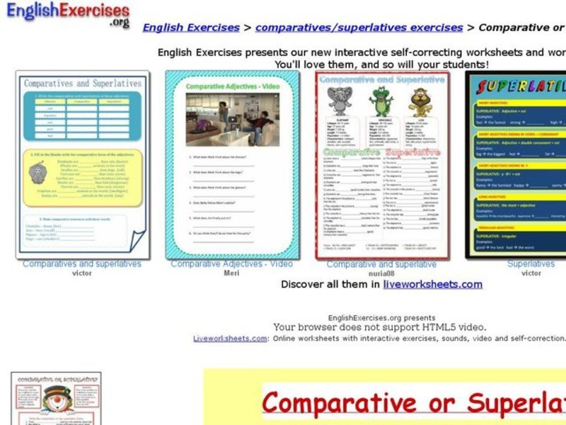English Exercises: Comparative or Superlative Interactive