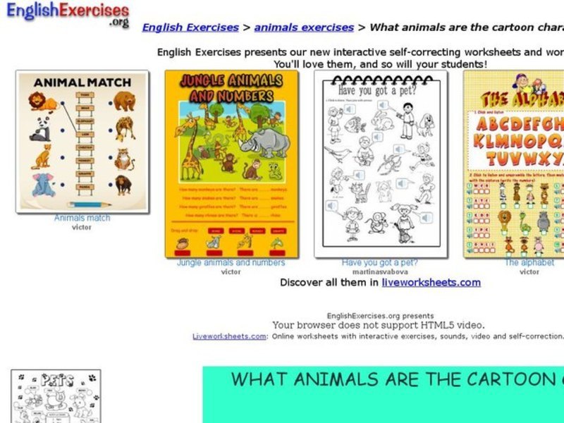  What Animals Are the Cartoon Characters? Interactive