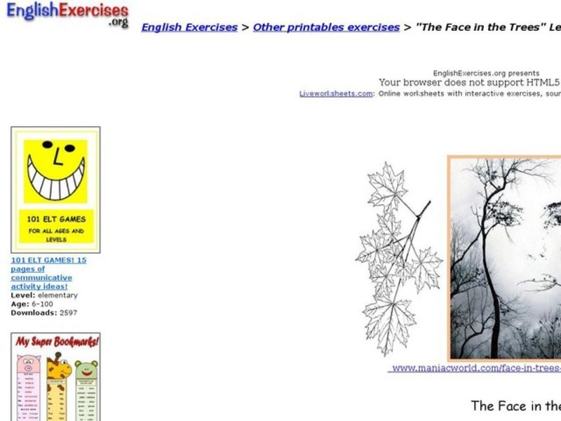 "The Face in the Trees" Lesson Interactive