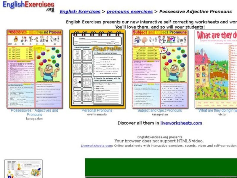 Possessive Adjective Pronouns Interactive