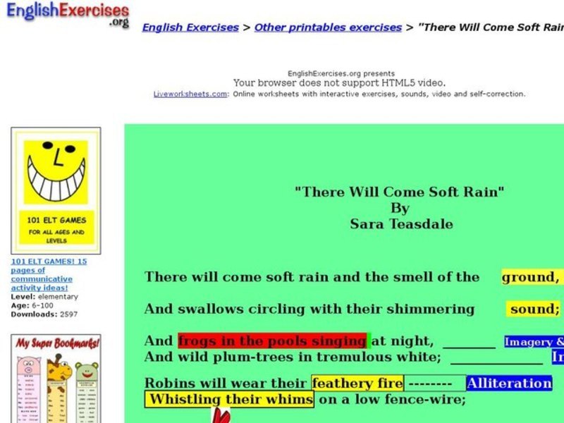 "There Will Come Soft Rain" Lesson Interactive