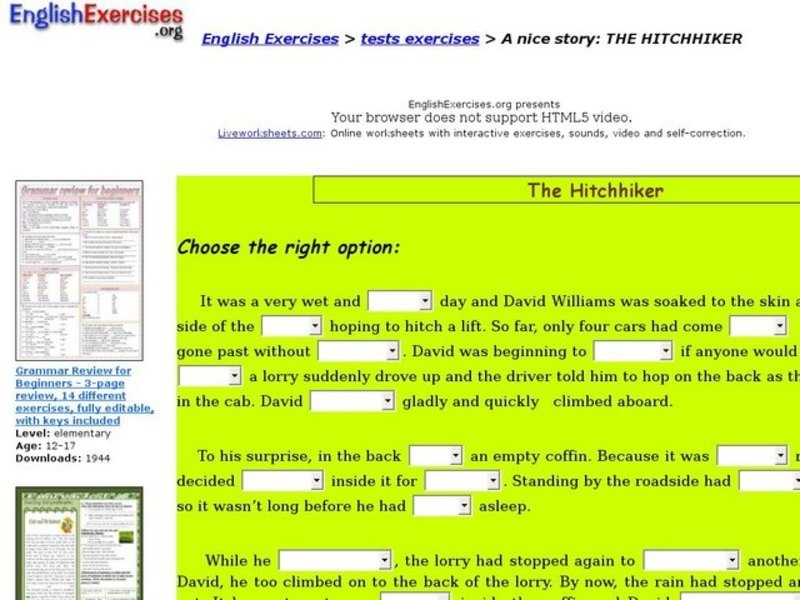 ESL Story Activity Interactive