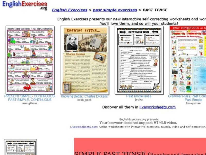 English Exercises: Past Simple Verbs Interactive