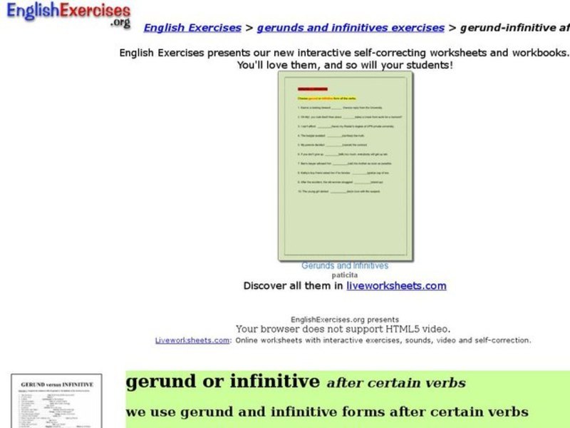 Gerund-Infinitive After Certain Verbs Interactive