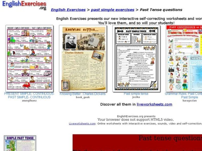 English Exercises: Past Simple Interactive