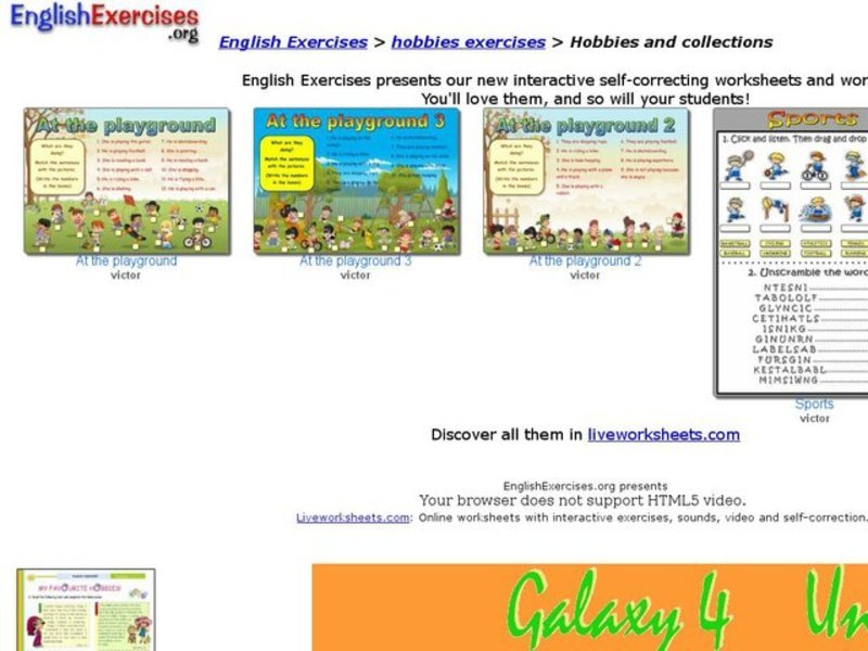 ESL Vocabulary: Hobbies and Collections Interactive