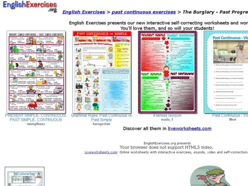 The Burglary - Past Progressive Exercise Interactive