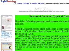 English Exercises : Review of Common Types of Questions Interactive