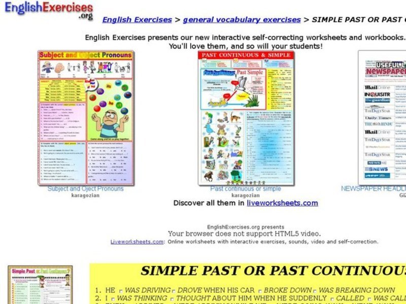 Simple Past or Past Continous? Interactive