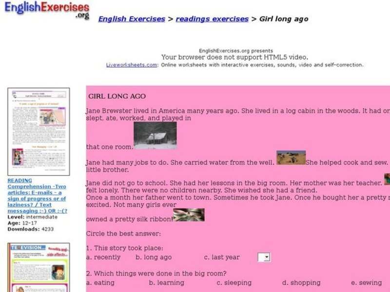 Girl Long Ago Interactive