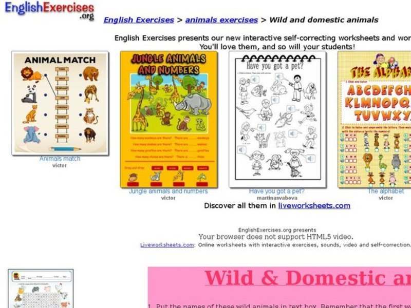 Wild and Domestic Animals Interactive